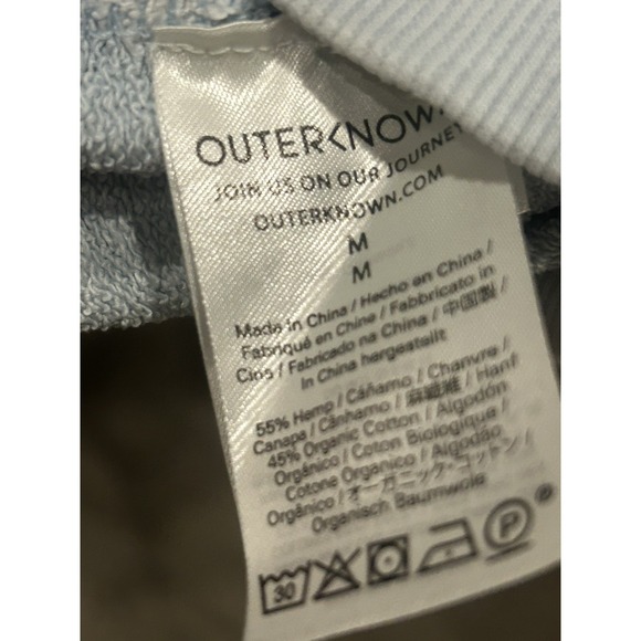 Outerknown Sur Crewneck Sweatshirt Hemp Organic Cotton Light Blue Medium - Picture 6 of 8
